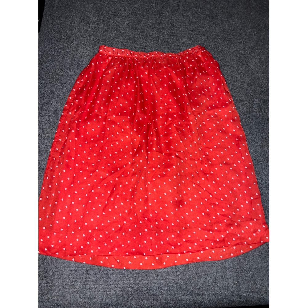 Act III Red Polka Dot Midi Skirt Size 16 Vintage A-Line Polyester